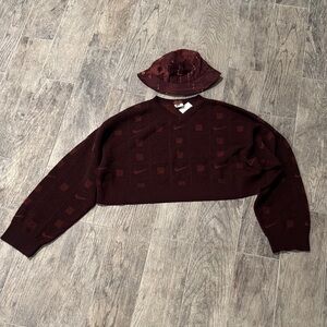 Nike Women's Rust Brown V-Neck Sweater